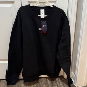 Reebok Black Crewneck Sweatshirt with Teal Logo Detail- Men’s size XL